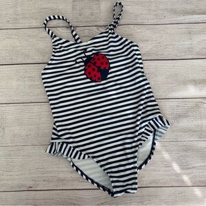 Crazy 8 Striped Tank Swimsuit with Ladybug Design size 7/8